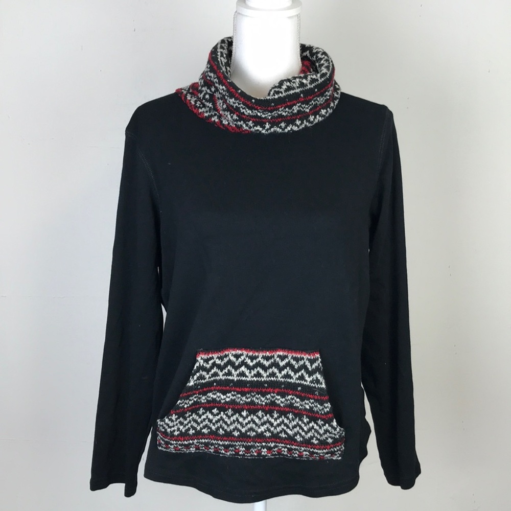 CHAPS Women's Fair Isle Black Turtleneck Sweater